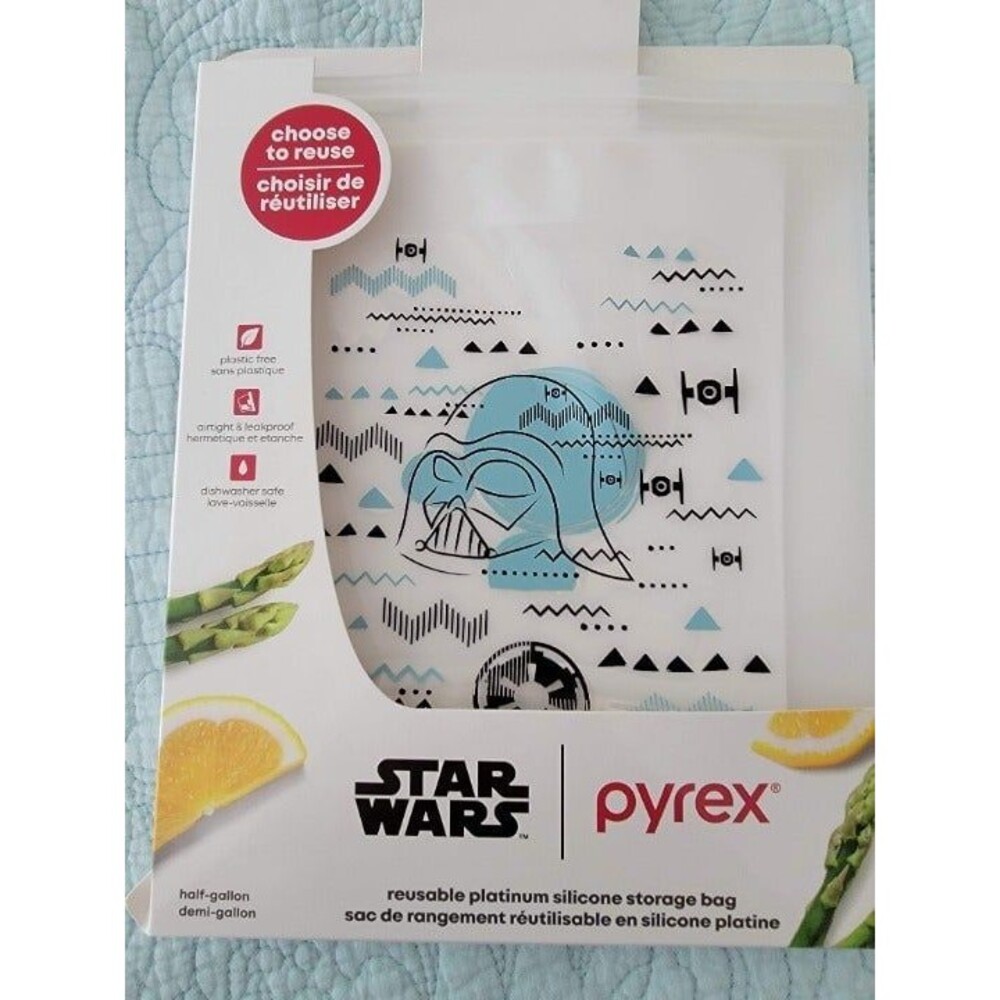 STAR WARS DARTH VADER Pyrex Reusable Silicone Storage Bag Half Gallon Size New